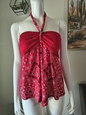 No Boundaries Red Bandana Halter Camisole